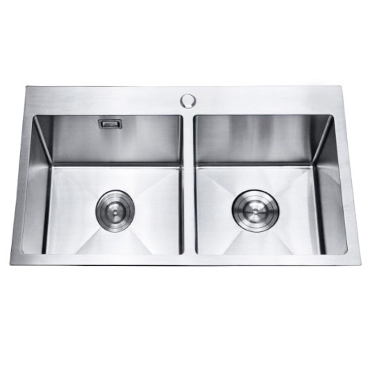 (Teka) อ่างล้านจาน 2 หลุม รุ่น TQB 2B สี สแตนเลส ขนาด 100 ซม. ฟรี ก๊อกน้ำเย็น