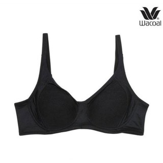 เสื้อใน Wacoal Basic Bra สีดำ (BL) ไม่มีโครง Wireless Bra เต็มคัพ เก็บทรง 2 ตะขอ ฟองบาง วาโก้ บรา ยกทรง รุ่น WB9M19