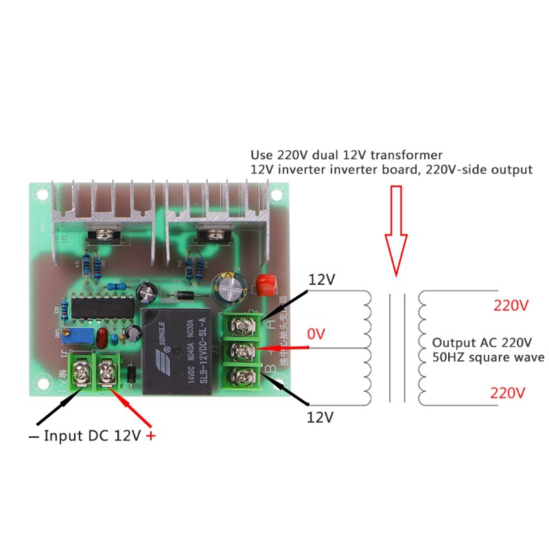 โมดูลวงจรอินเวอร์เตอร์ 300W DC 12V To AC 220V Inverter Driver Board ...