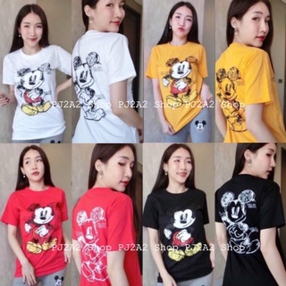 PJ02เสื้อยืดสีพื้นลายมิกกี้เม้าส์🐁มี5สี(L)