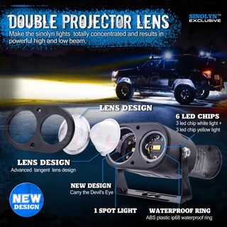 90W Bi LED Spotlights Fog Lights High Low Beam LED Working Light Devil Eyes Projector Lenses 3000K 6000K Car Lights Acce