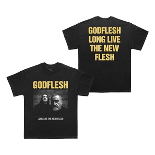 เสื้อยืดสีขาวGodflesh - เสื้อยืดลําลอง แขนสั้น คอกลม พิมพ์ลาย LONG LIVE THE NEW FLESH สําหรับผู้ชายS-4XL