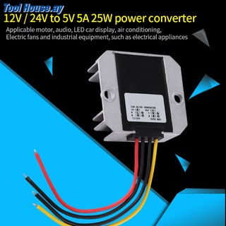 [ตัวแปลง] อุปกรณ์โมดูลแปลงพาวเวอร์ซัพพลาย Dc-Dc 12V/24V To 5V 5A 25W สําหรับยานพาหนะรถยนต์