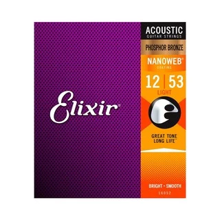 สายกีตาร์โปร่ง Elixir® Phosphor Bronze " Nanoweb " (Light, เบอร์ 012-53) #16052