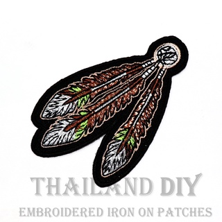 ตัวรีดติดเสื้อ ตาข่ายดักฝัน ขนนก ชนเผ่า อินเดียนแดง Red Indian Dream Catcher Patch งานปัก WOP DIY ตัวรีด อาร์มติดเสื้อ