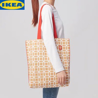 IKEA SOLGLIMTAR โซลกลิมตาร์ กระเป๋าผ้า, กระเป๋าใส่สตางค์ กระเป๋าใส่โทรศัพท์มือถือ กระเป๋าเอกสาร ขาว/น้ำตาล 40x41 cm