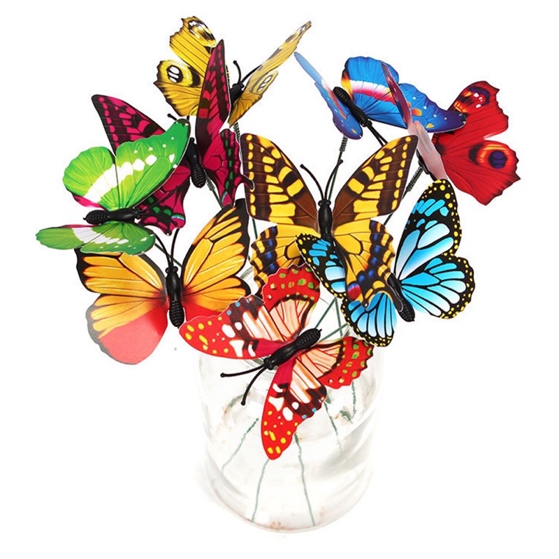 ผีเสื้อ ตกแต่งสวนจัดสวน 🦋ก้านยาว 25 cm. 50 ชิ้น