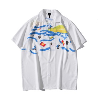 Dark Icon White Graffiti Hawaiian Shirts Street Vintage Mens Polo Shirt Summer Light Weight Beach Shirts