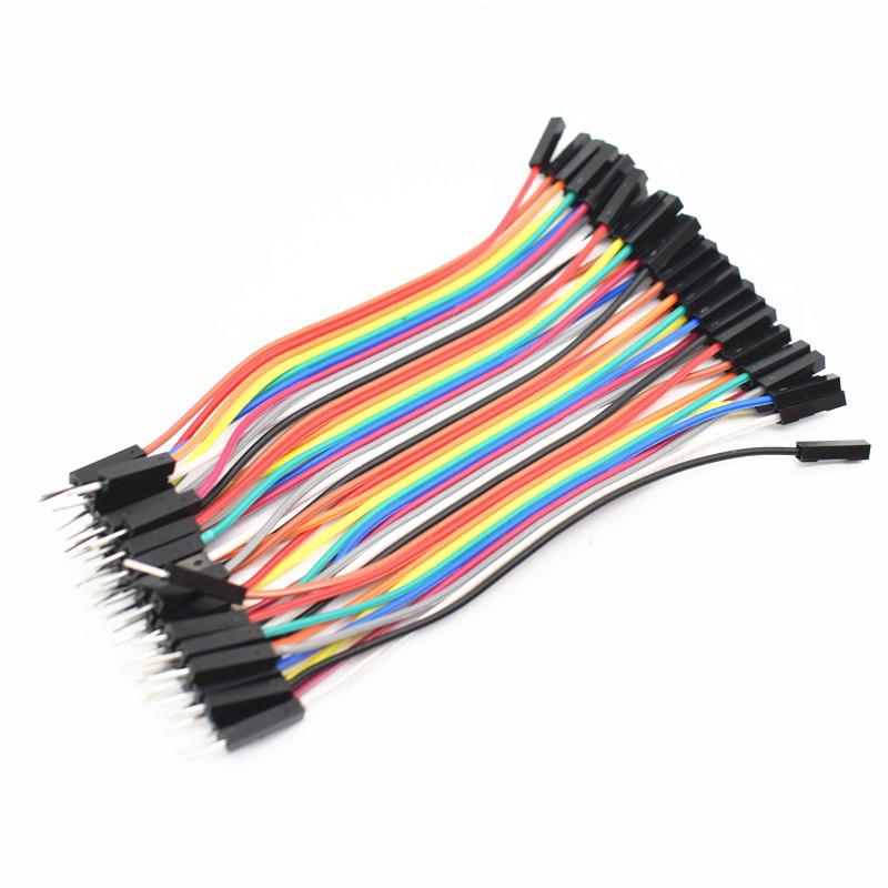 40pcs In Row Dupont Cable 10cm 2.54mm 1pin 1p-1p Female To Male Jumper Wire