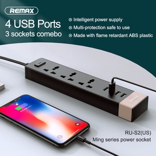 ปลั้ก 3 ช่อง 4 USB Remax Ru - S2 4 Usb พอร์ตพาวเวอร์ซัพพลาย