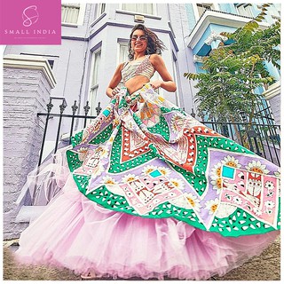 {**ส่งฟรี**} SMALL INDIA 💖✨ Italian Silk Ruffle Net 💖✨ Lehenga Choli