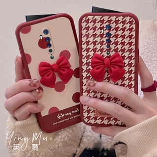 เคสโทรศัพท์มือถือนิ่ม ลายการ์ตูนจุด 3D ประดับโบว์ แนวเรโทร สําหรับ OPPO Reno2F Reno2 Reno5 Reno10xZOOM