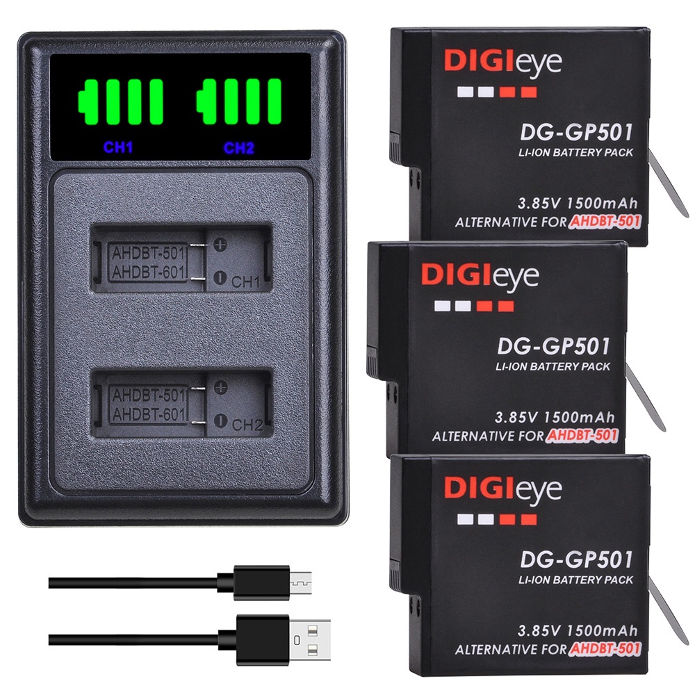 สำหรับ Gopro Hero 5,Hero 6,Hero 7 Black Battery Charger Set For Go Pro Hero Gopro Hero 5,Hero 6,Hero