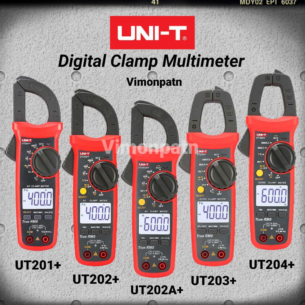 Clamp Meter UNI-T UT201+ UT202+ UT202A+ UT203+ UT204+ Digital Clamp Meter True RMS ตลิปแอมป์ NCV Test