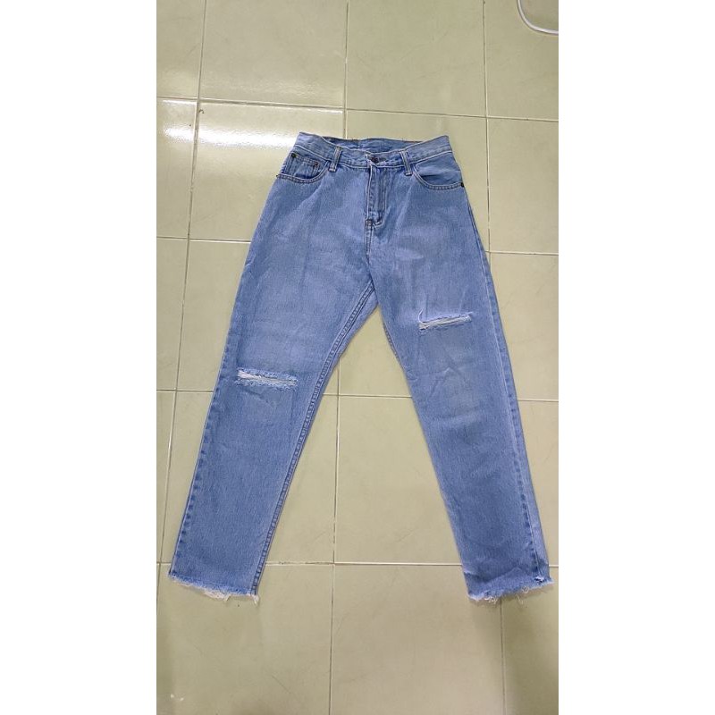 SSB Jeans กางเกงยีนส์เอวสูงผ้าไม่ยืดทรงบอย