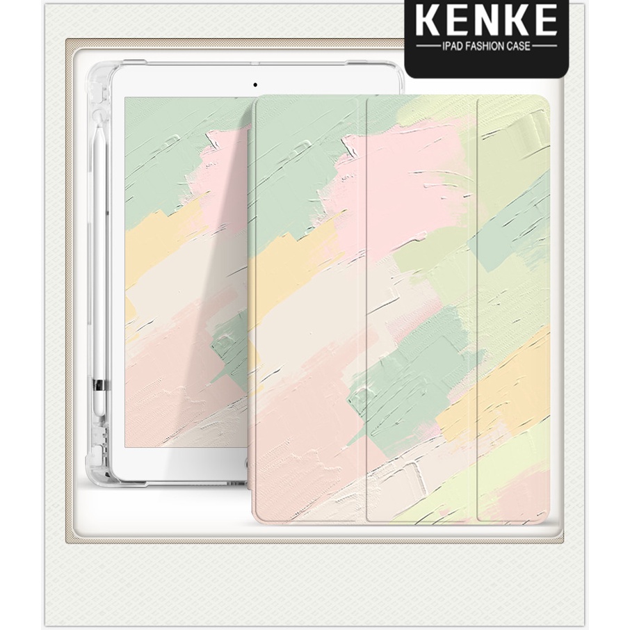 KENKE iPad Case Cartoon Cute Simple Early Spring Series DIY Transparent Silicone Soft iPad cover for