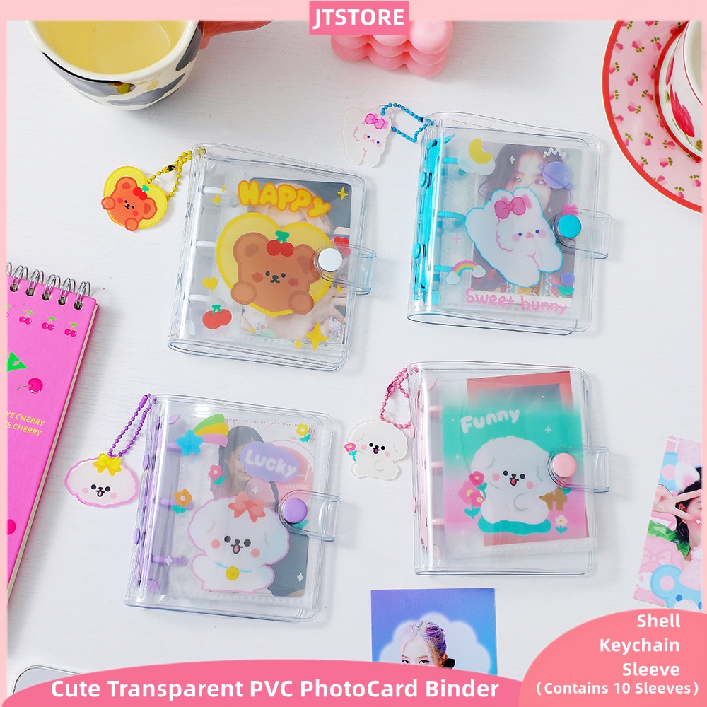 อัลบั้มรูปภาพ PVC แบบสามรู สีโปร่งใส น่ารัก (มี 10 แขน)