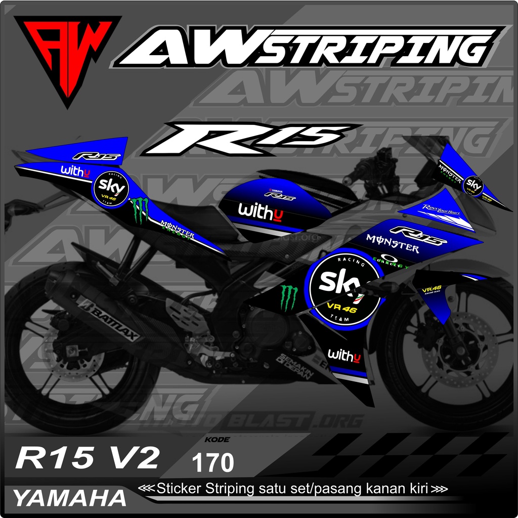 Yamaha R15 v2 Striping Sticker รายชื่อรูปแบบ Semi Full racing - R15 v2 Striping Sticker