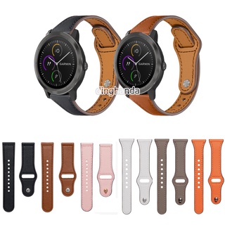 สายรัดหนังแท้บางเฉียบสำหรับ Garmin Vivoactive 3 Music Element Vivomove HR