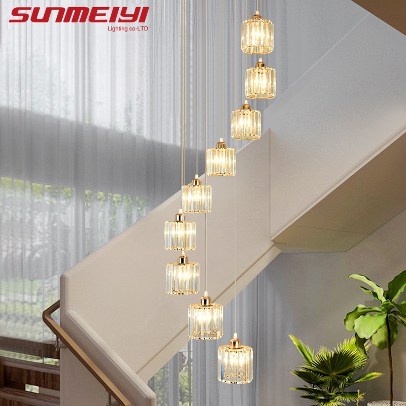 Sunmeiyi Nordic K9 โคมไฟ LED คริสตัลสีดําสไตล์โมเดิร์นสําหรับแขวนตกแต่งบ้านห้องนั่งเล่น