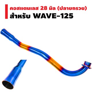 ​​​​​​​คอสแตนเลส 28 มิล สำหรับ WAVE-125 (ปายกรวย) สีทอง+น้ำเงิน