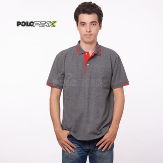 เสื้อโปโลสีท็อปดายดำ ปกริ้วแดง polopeak