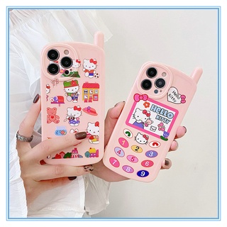 เพจเจอร์ย้อนยุคr เพจเจอร์ เคสไอโฟน 13 11 12 Pro max น่ารัก การ์ตูน Hello Kitty นิ่ม เคส iPhone 11 12 13 Pro max X XS XR XSMAX case เคสไอโฟนXR เคสไอโฟน7พลัส
