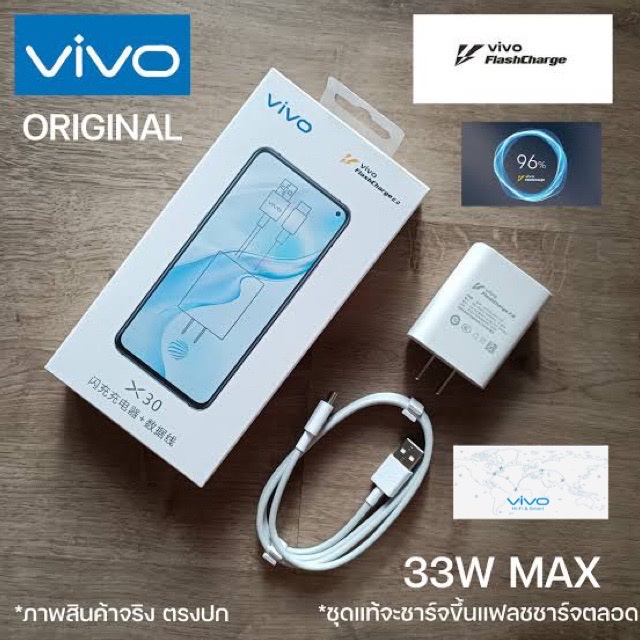 ชุดชาร์จวีโว่ VIVO TYPE C 33W รองรับชาร์จเร็ว Fast charge [ หัวชาร์จ + สายชาร์จ] รับประกัน 1ปี