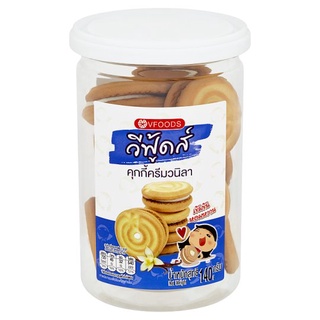 🔥The Best!! วีฟู้ดส์ คุกกี้ครีมวนิลา 140กรัม Vfoods Cookies White Cream 140g