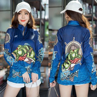 เสื้อตกปลา JK Thailand เสื้อกันยูวี ลาย PEACOCK BASS ป้องกันรังสี UV 80% แห้งเร็ว