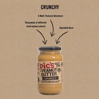 Pic's Brand เนยถั่วครั้นชี่ กรุบกรอบ ไม่เติมน้ำตาล Peanut Butter Crunchy (380g)