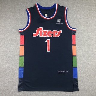 เสื้อกีฬาแขนสั้น ปักลาย Philadelphia 76ers ครบรอบ 75 ปี 2022 No.1