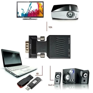 VGA Male TO HDTV Female Converter Adapter Dongle with 3.5mm Stereo Audio