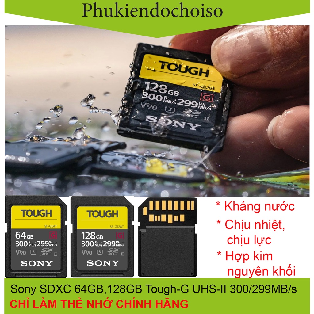 Sdxc Tough G การ์ดหน่วยความจํา Sony 64GB อ่าน 128GB / เขียน: 300 / 299MB / s