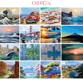 【ORFON】ภาพจิตรกรรมสีน้ํามันลาย Number scenery diy สําหรับตกแต่งบ้าน