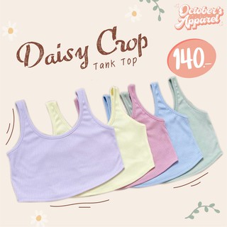 Daisy Crop เสื้อครอป ผ้าร่องเล็ก ผ้ายืดมาก แขนกุด เอวลอย