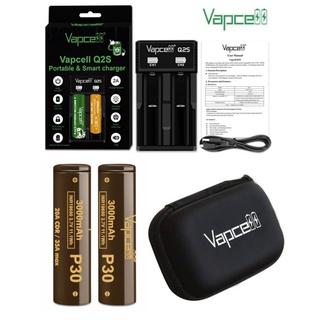 ของแท้100%Vapcell ชุดเครื่องชาร์จพร้อมถ่าน[Vapcell Q2S +ถ่านP30 INR18650 3000mAh2ก้อน]