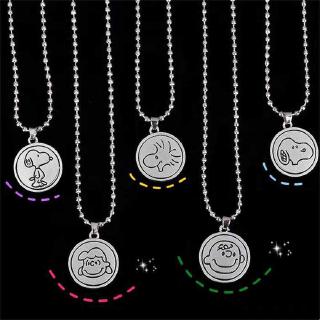 12107 Snoopy cute girl heart necklace round card couple necklace