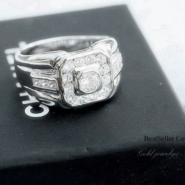 แหวนคุณผู้ชาย เพชร cz หุ้มทองคำขาว