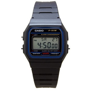 Casio Standard นาฬิกาข้อมือผู้ชาย สีดำ สายเรซิ่น รุ่น F-91W-1D