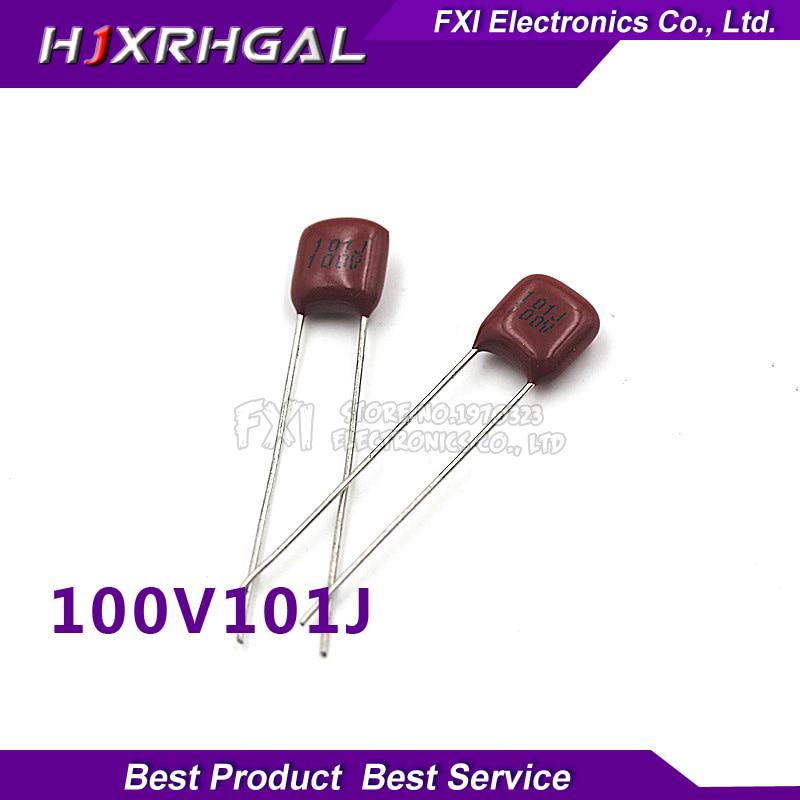 20PCS 100V101J  100V 100PF 100P 100V 101 63V101J Pitch 5MM CBB Polypropylene film capacitor new