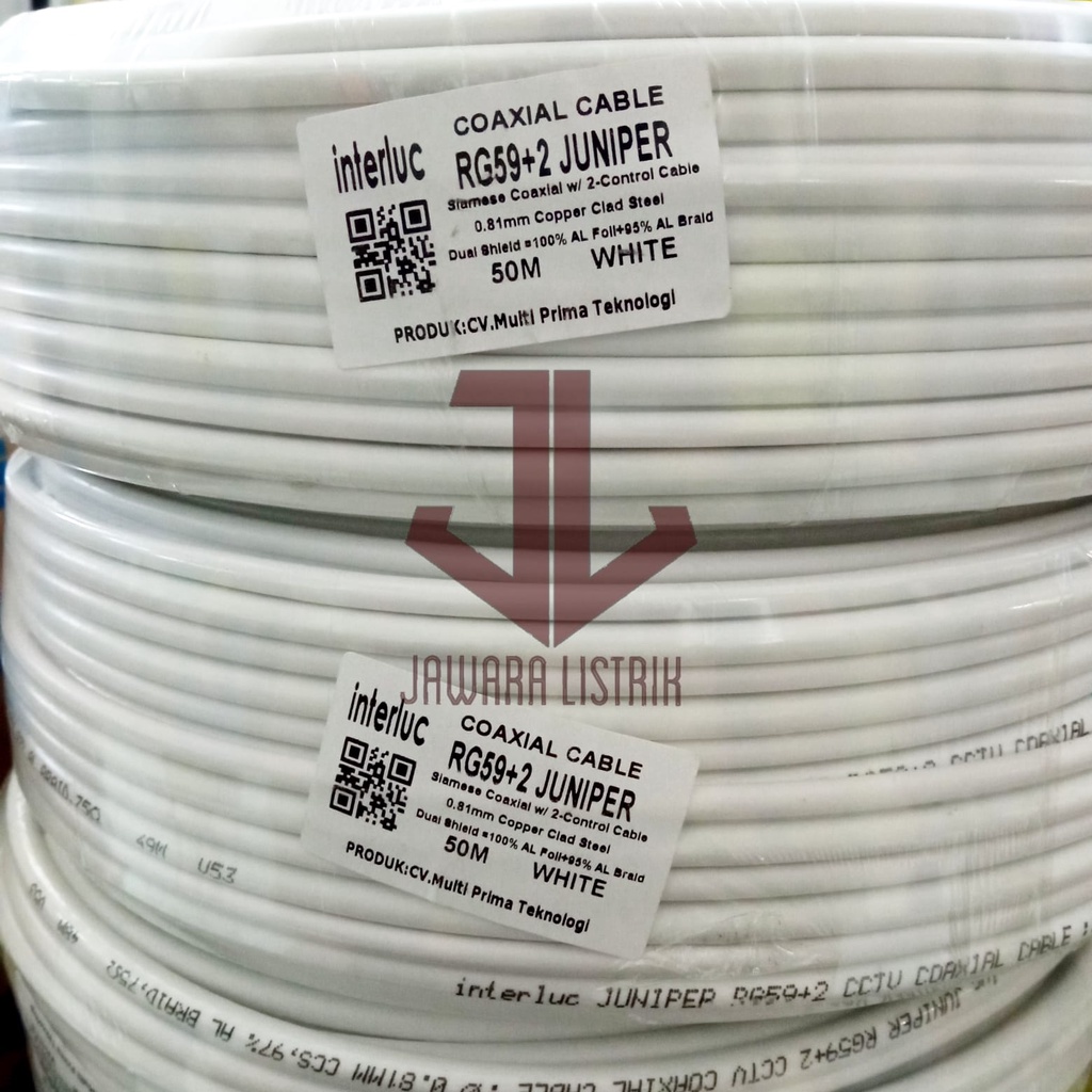 INTERLUC CCTV EDGE CABLE RG 59 RG59+2 JUNIPER POWER 50 เมตร