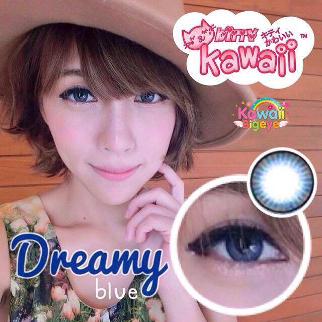 Kitty kawaii Dreamy Blue Contactlens บิ๊กอาย คอนแทคเลนส์ ราคาถูก แถมตลับฟรี
