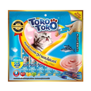 ToroToro ขนมแมว 25ชิ้น รสทูน่าผสมไฟเบอร์  ขนมแมวเลีย โทโร่ Toro (15g x25ชิ้น) 060802 โทโรโทโร่