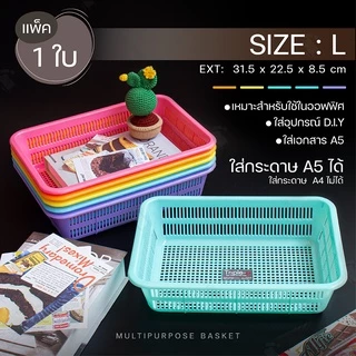 ตะกร้าพลาสติก ตะกร้าใส่ของ ตะกร้าใบเล็ก (มีหลายไซส์ หลายสี) สีหวานน่ารัก ใช้จัดเก็บของให้เป็นระเบียบ แบรนด์ TRIPLE-P