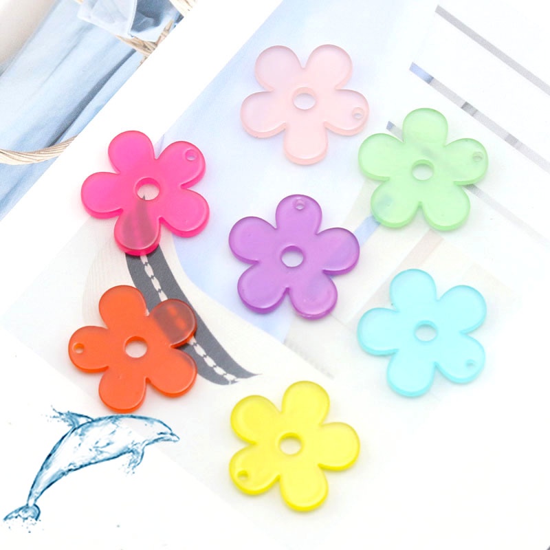 เครื่องประดับทํามือ ทําเอง อุปกรณ์วัสดุทํามือสีอะครีลิคเจลลี่สีมินิห้ากลีบดอกไม้ดอกพลัมต่างหูต่างหูจี้จี้
