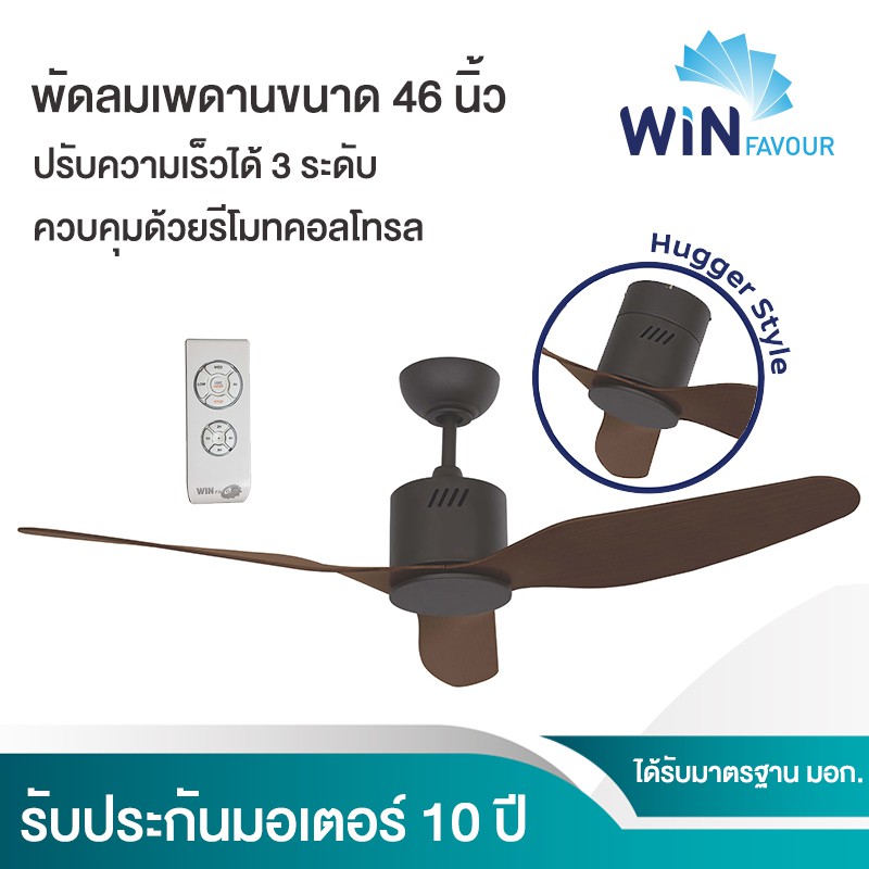 🔥ถูกที่สุด🔥 พัดลมเพดาน รุ่น TC12(สีน้ำตาล) พร้อมรีโมท ขนาด 46 นิ้ว ของใหม่