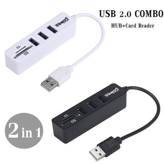 2 in1 Combo Super Speed USB 2.0 3 Port Splitter HUB+TF SD Card Reader BK/white - intl