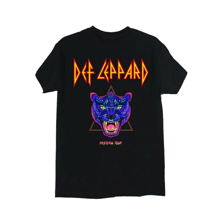 แฟชั่นชุดลําลอง Def_Leppard Hysteria Tour เสื้อยืดสีดําใหม่