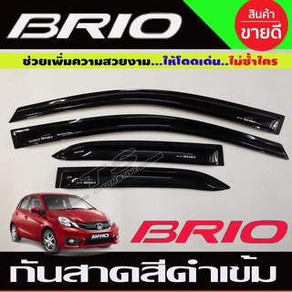 กันสาด คิ้วกันสาดประตู กันสาดประตู 4ชิ้น สีดำเข้ม ฮอนด้า บริโอ้ HONDA BRIO 2010-2016